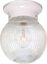 Nuvo SF76/257 - 1 Light - 6" Flush with Clear Ribbed Glass - White Finish