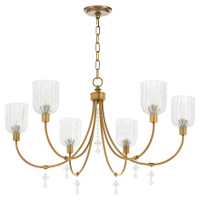 Quorum 693-6-47 - Meriam 6 Light Chandelier - Brushed Brass