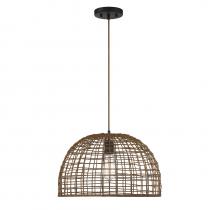 Savoy House Meridian M70105DR - 1-Light Pendant in Dark Rattan with A Dark Brown Socket