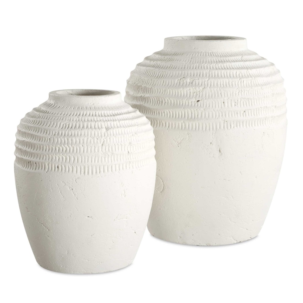 Uttermost Luna Ridge White Ceramic Vases Set/2