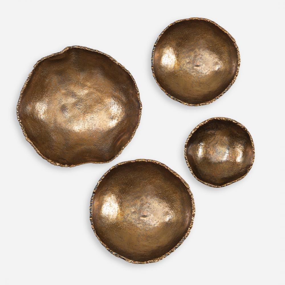 Uttermost Lucky Coins Brass Wall Bowls Set/4