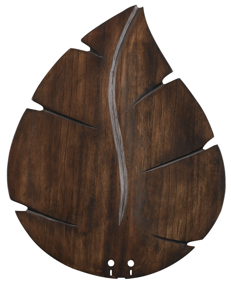 Islander 22 inch Indoor Ceiling Fan Wide Oval Leaf Carved Wood Blade Set of 5 - Walnut