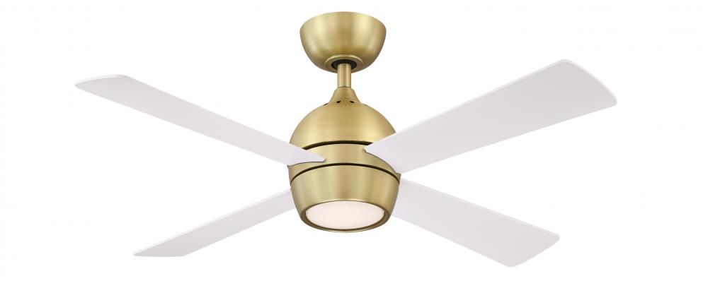 Kwad 44 inch Indoor Ceiling Fan with LED Light Kit - Brushed Satin Brass
