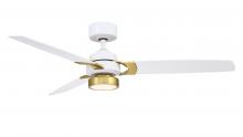 Fanimation FP7634MWBS - Amped 52 inch Indoor Ceiling Fan with LED Light Kit - Matte White and Brass with Matte White blades